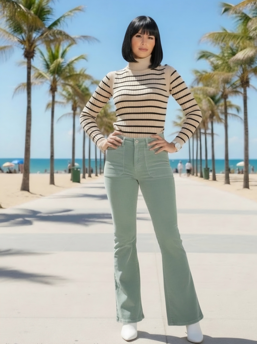 Pilcro Size 26 Mint Green High-Rise Flare Jeans - Women